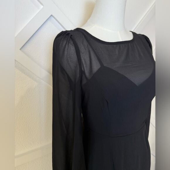 NWOT Lulus Prestigious Poise Black Backless Balloon Sleeve Maxi Dress Size XS - Picture 6 of 13
